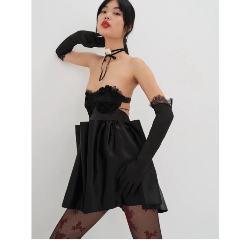 For Love & Lemons Virginia halter dress gloves included NWT